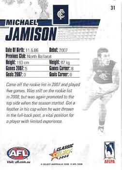 2008 Select AFL Classic #31 Michael Jamison Back